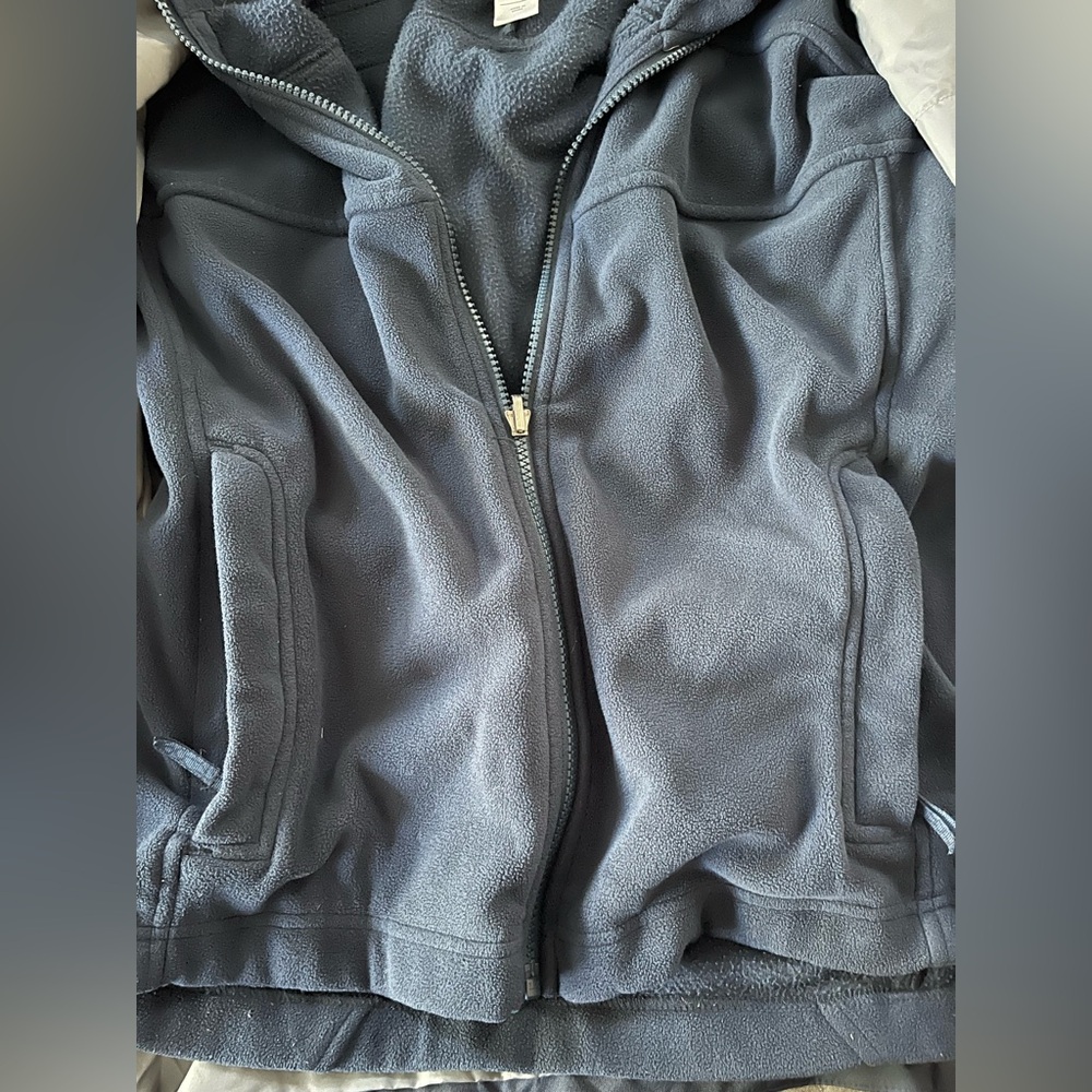 REI Boy's Blue Yellow Retro Hooded Zip Up Jacket Blue Flannel Insert Sz L 14/16 - Picture 10 of 16